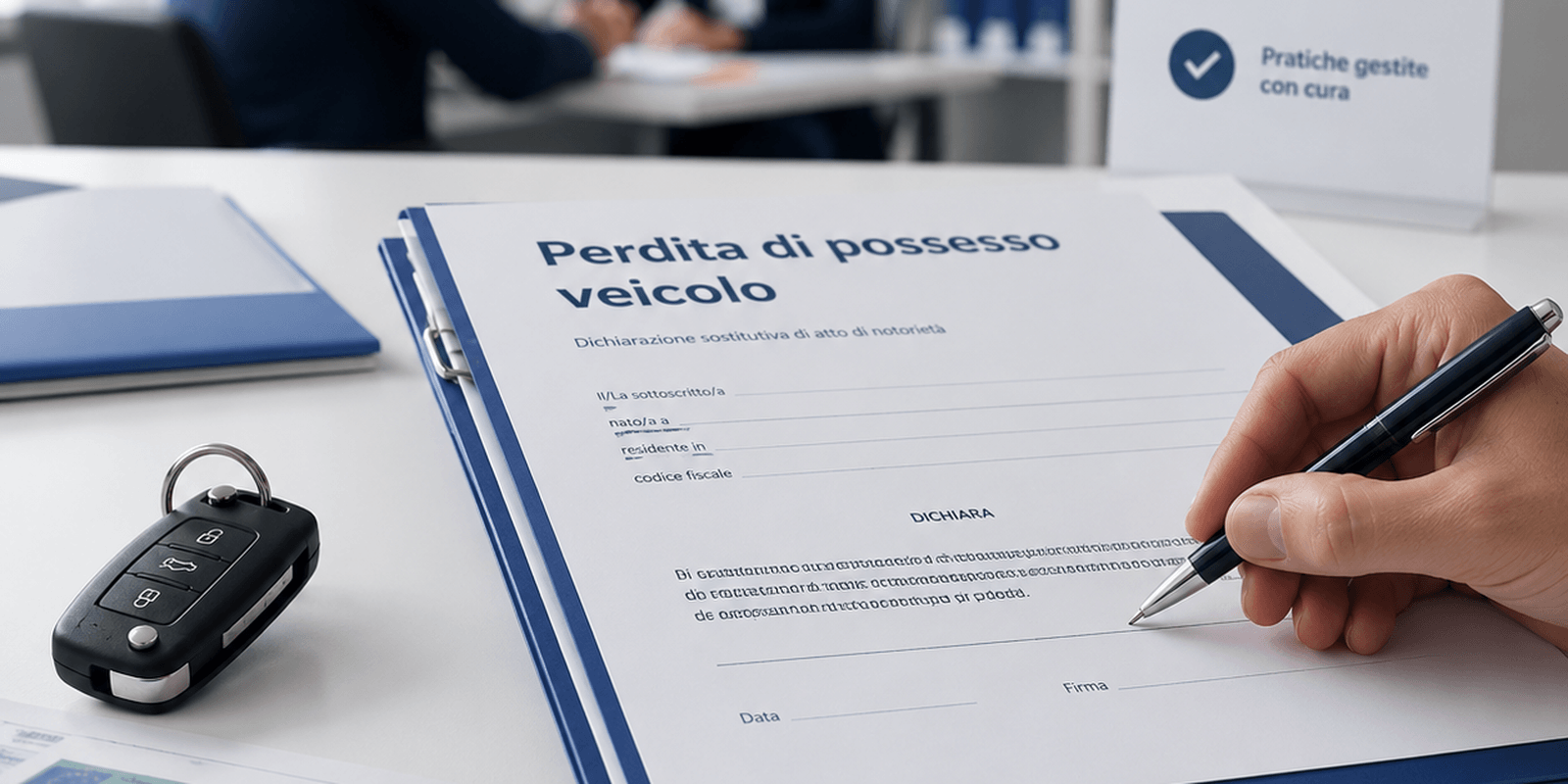 Perdita di possesso veicolo con documenti auto e chiavi