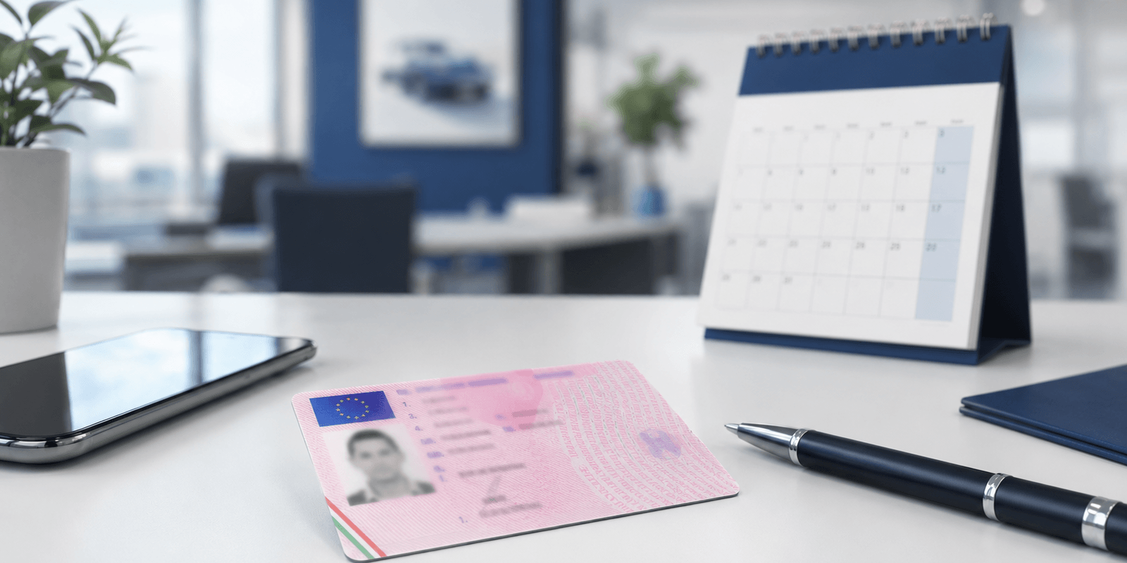 Rinnovo patente con patente, calendario e documenti